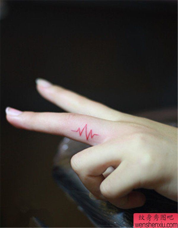 纹身秀图吧推荐一幅手指心电图纹身图案