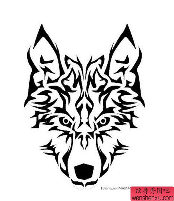 纹身秀图吧推荐一幅图腾狼头纹身图案