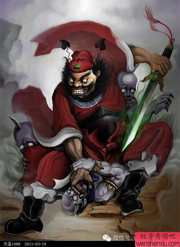 纹身秀图吧推荐一幅钟馗纹身手稿图案