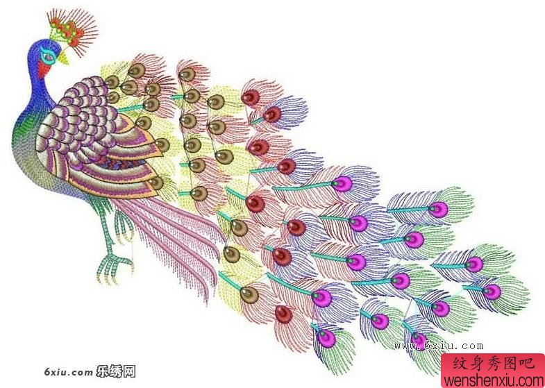 纹身秀图吧推荐一幅孔雀纹身手稿图案