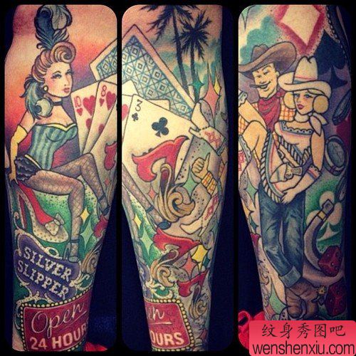 一幅胳膊彩色纹身图案