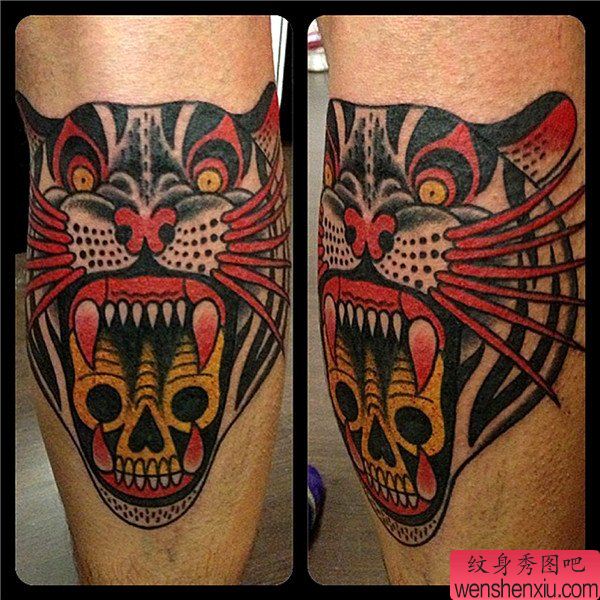 纹身秀图吧推荐一幅老虎头纹身图案