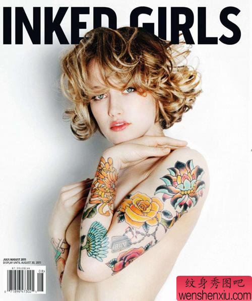 手臂彩色纹身图案