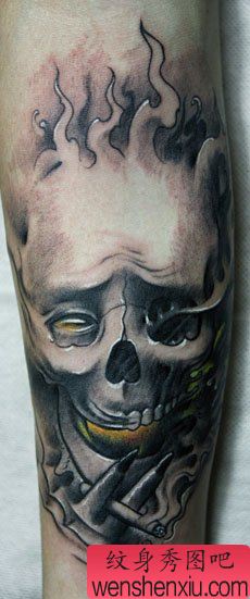手臂欧美骷髅头纹身图案