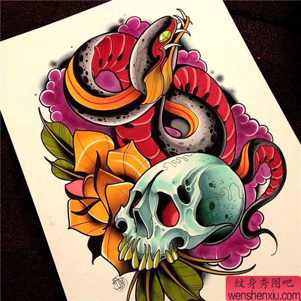 school风格的纹身图案