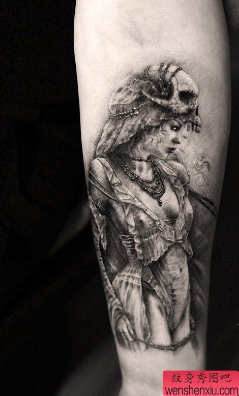 纹身秀图吧推荐一幅腿部天使纹身图案