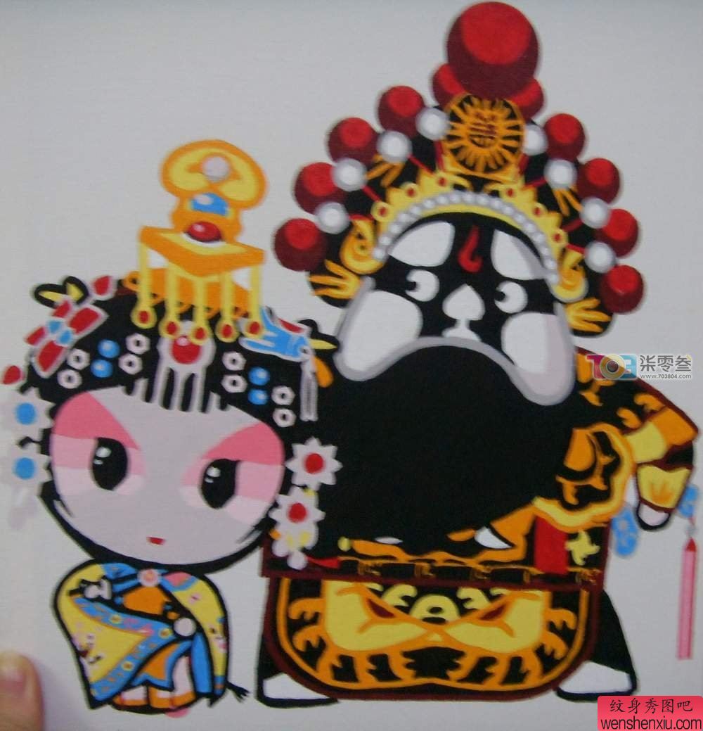 一幅Q 版的西楚霸王纹身图案