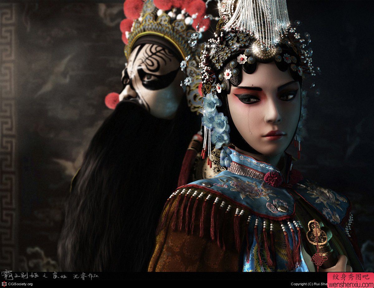 纹身秀图吧推荐一幅油画风格的西楚霸王纹身图案