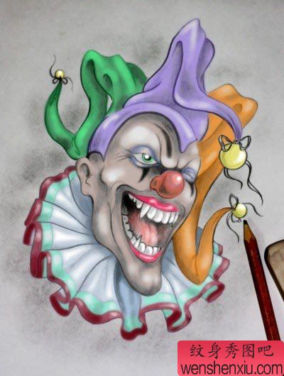 小丑纹身手稿图案