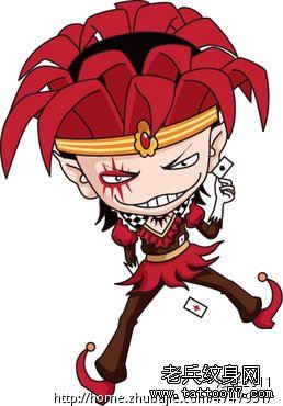 彩色小丑纹身图案