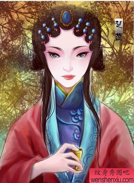 纹身秀图吧推荐一幅花旦纹身图案