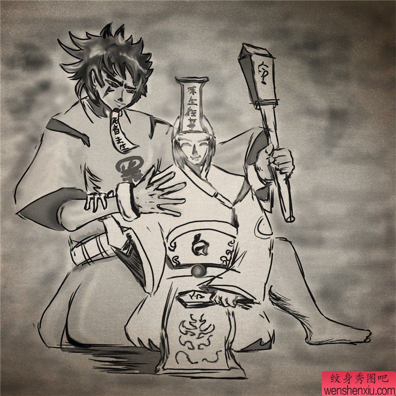 一幅黑白纹身图案