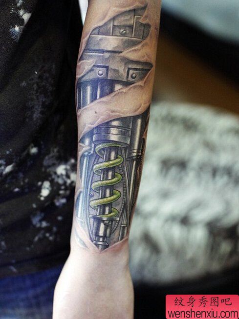 胳膊机械文身作品