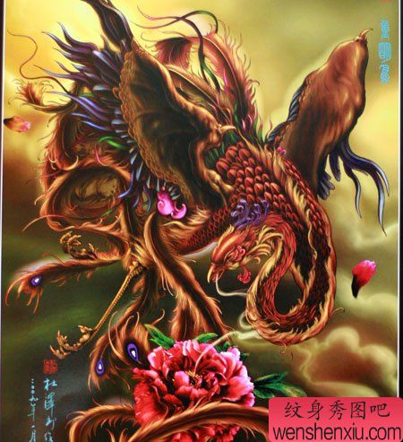 一幅凤凰文身作品
