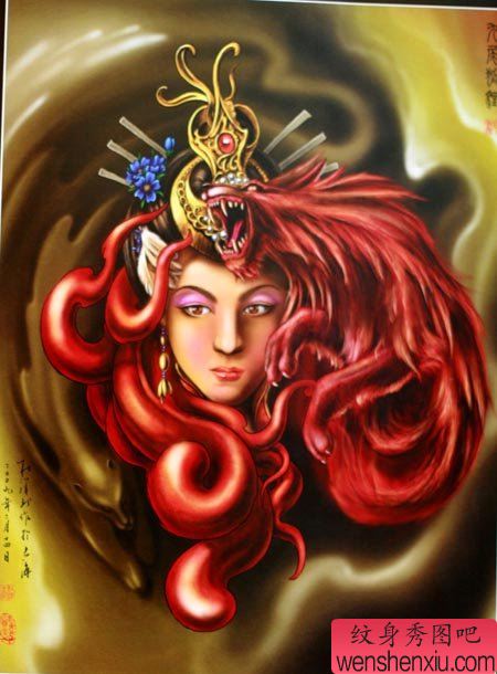 九尾狐文身手稿