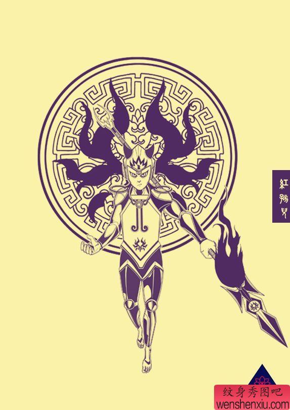 创意的红孩儿文身手稿作品