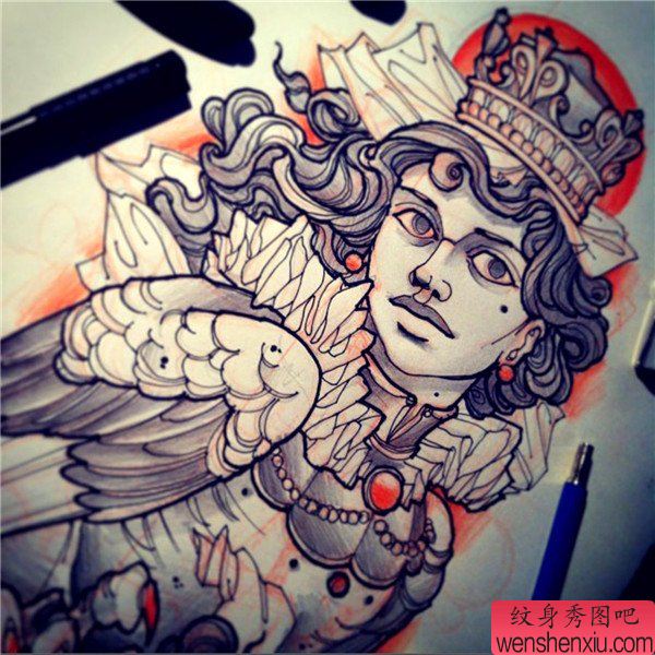 文身秀图吧推荐一幅创意人物手稿作品