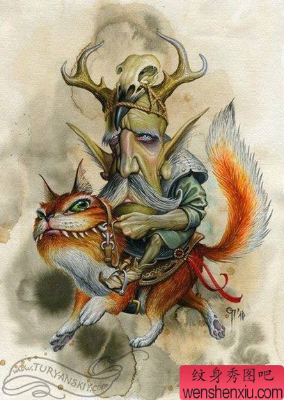 很有趣的一幅文身手稿作品