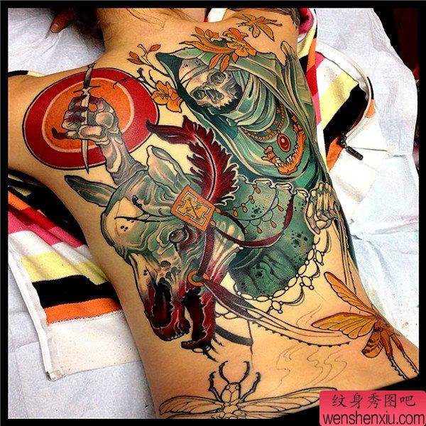 满背死神文身作品