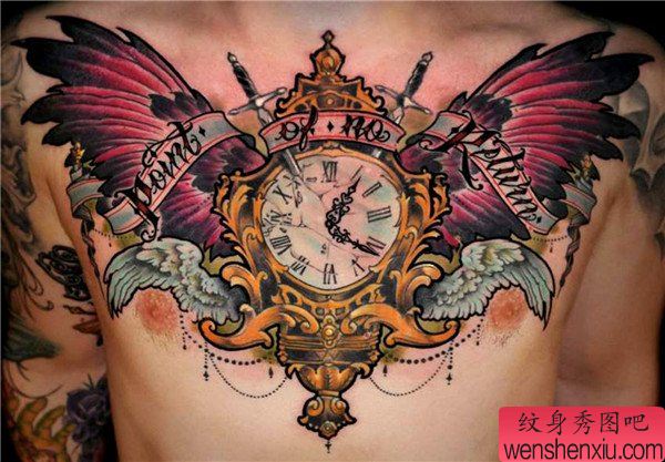 胸部创意欧美文身作品