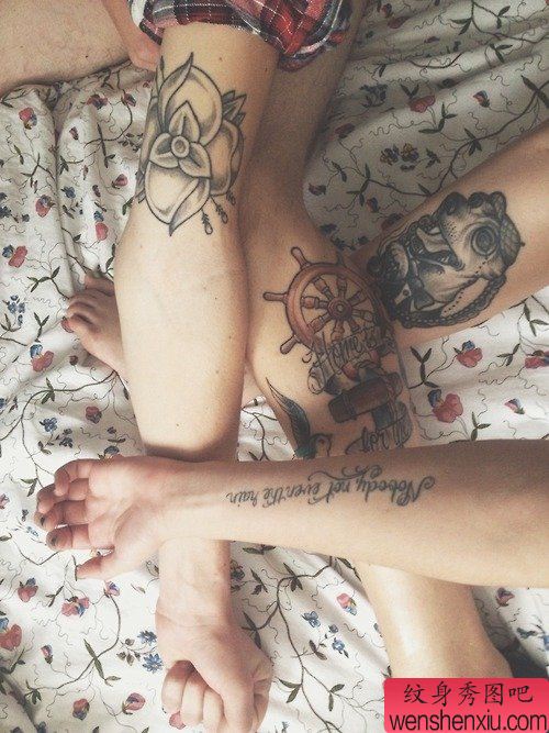 文身秀图吧推荐一幅女人腿部创意文身作品