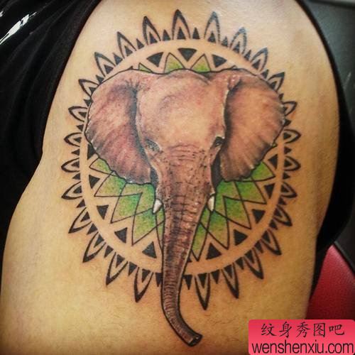 胳膊象文身作品