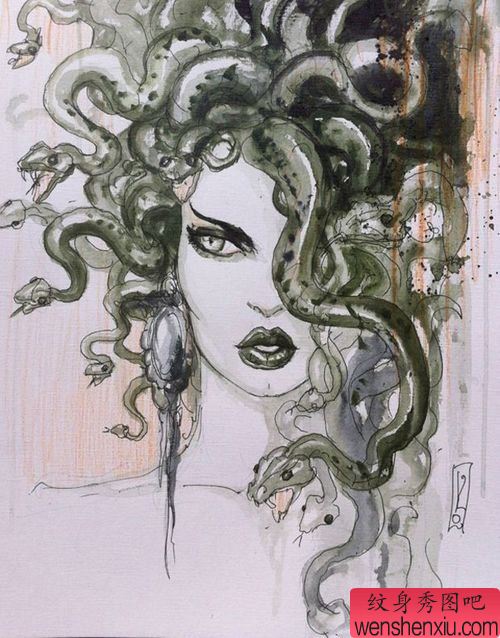 美杜莎文身作品