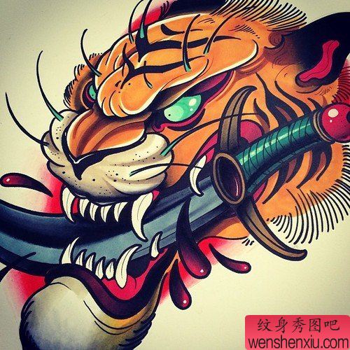 school老虎头文身作品