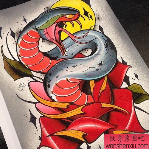 一幅school蛇文身作品