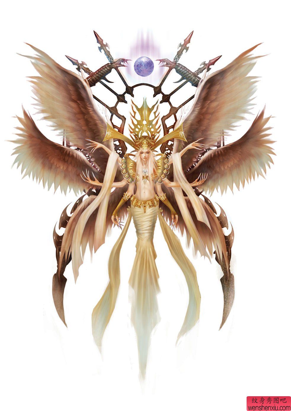 文身秀图吧推荐一幅六翼天使文身作品