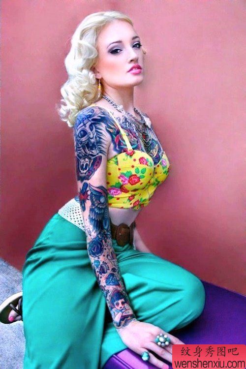 流行女孩文身作品