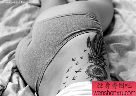 女人侧腰捕梦网文身作品