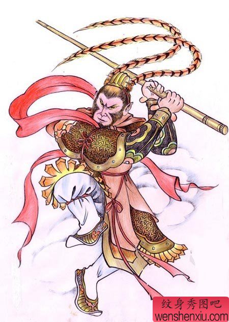 文身秀图吧推荐一幅孙悟空文身手稿作品