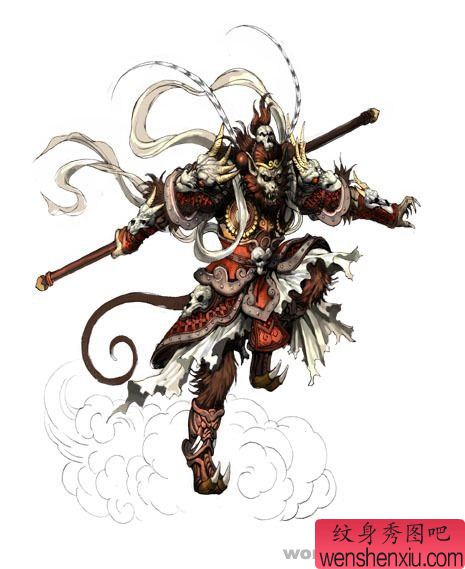 文身秀图吧推荐一幅手稿孙悟空文身作品