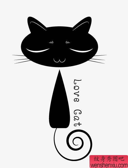 猫咪字母文身手稿作品