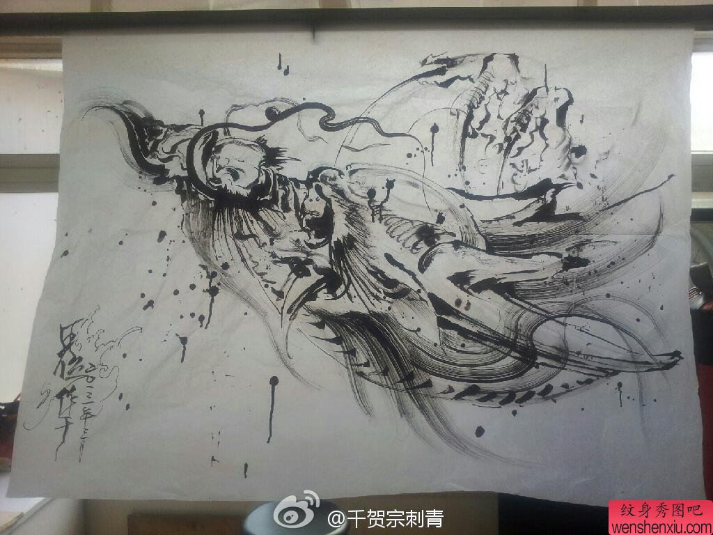 龙头文身手稿作品