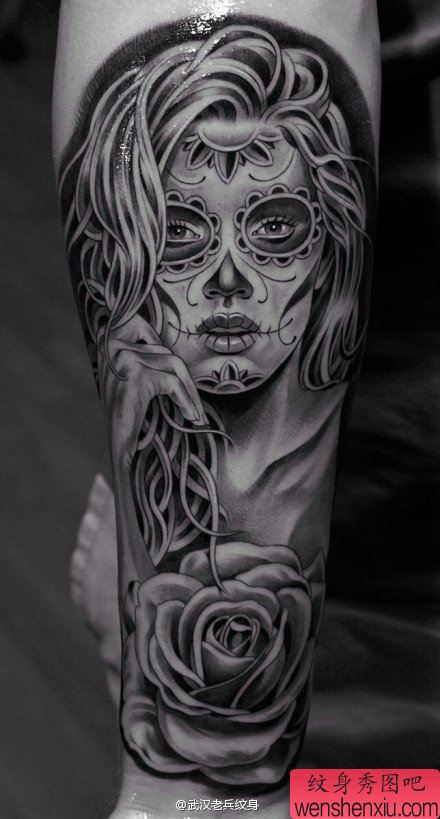 手臂肖像文身作品