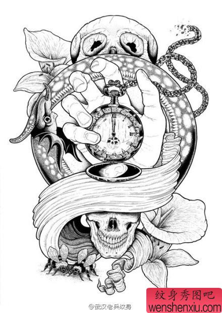 适合做半臂的文身手稿作品