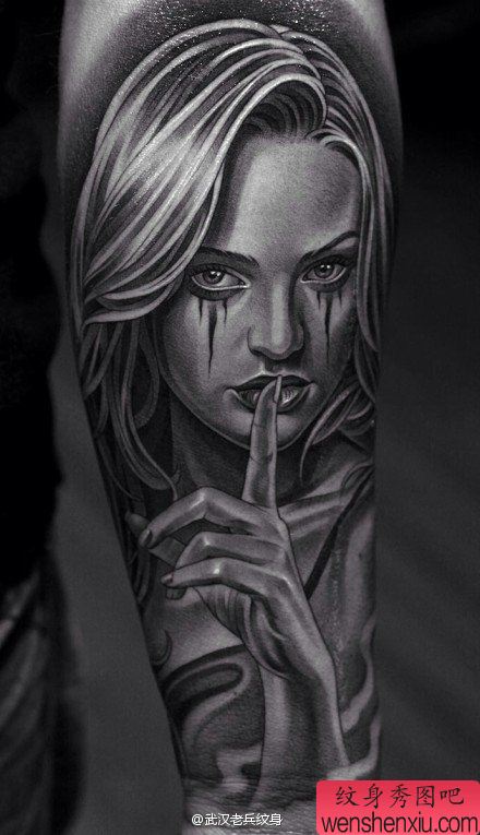 文身秀图吧推荐一幅手臂肖像文身作品