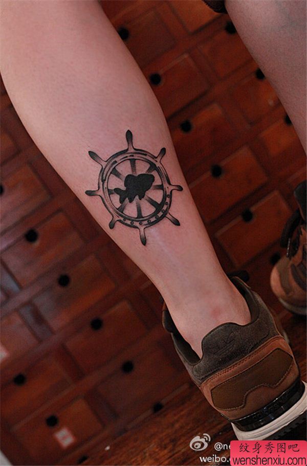 腿部船舵文身作品