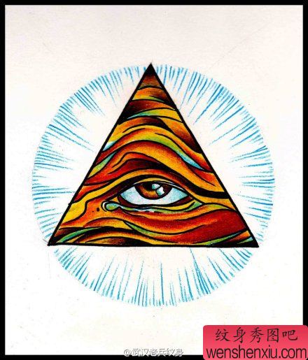 彩色创意的上帝之眼文身作品