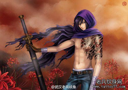 插画风格半胛文身作品