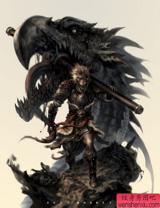 霸气的满背孙悟空文身手稿作品