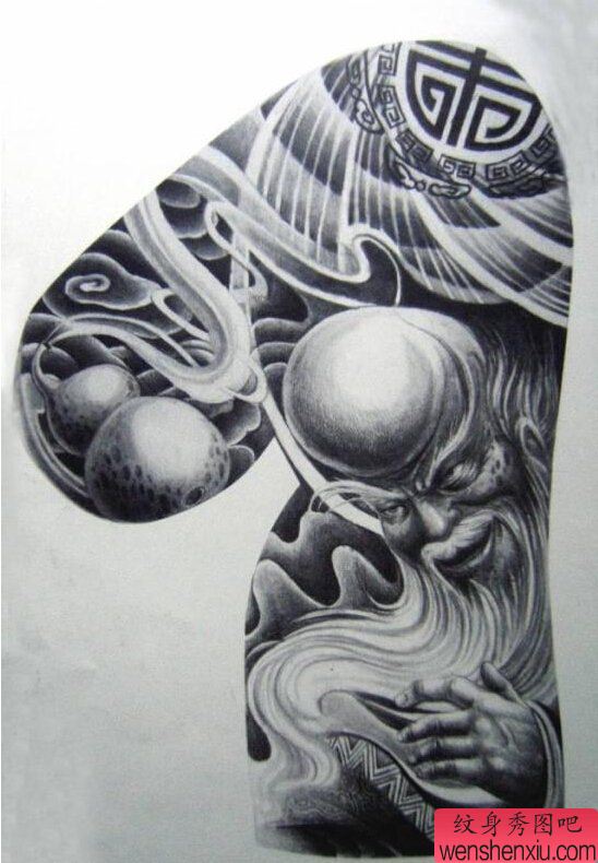 半胛罗汉文身手稿作品