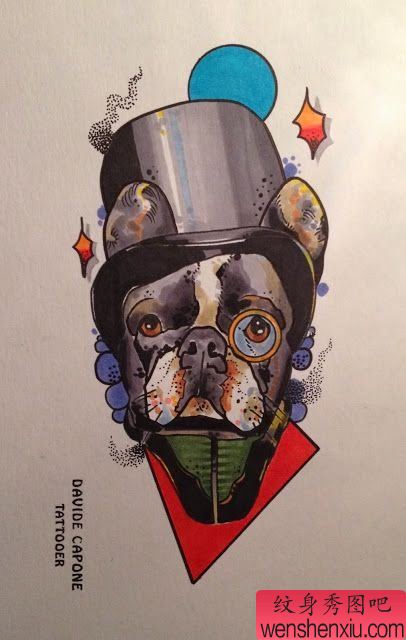 school风格的汪星人文身作品