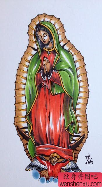 一幅玛利亚耶稣文身作品