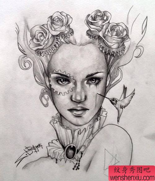 文身秀图吧推荐一幅人物文身线稿