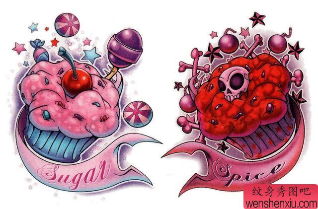 可爱的冰淇淋文身作品