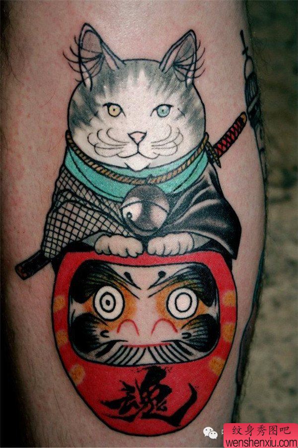 文身秀图吧推荐一组招财猫文身作品