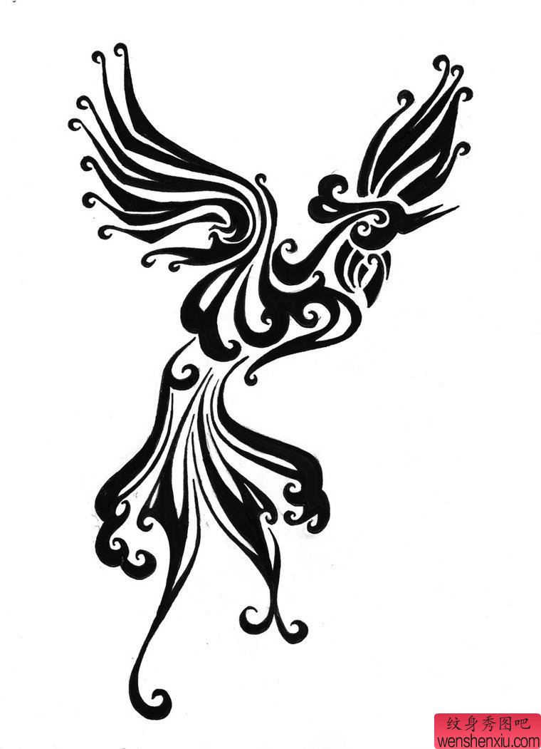 图腾凤凰文身作品